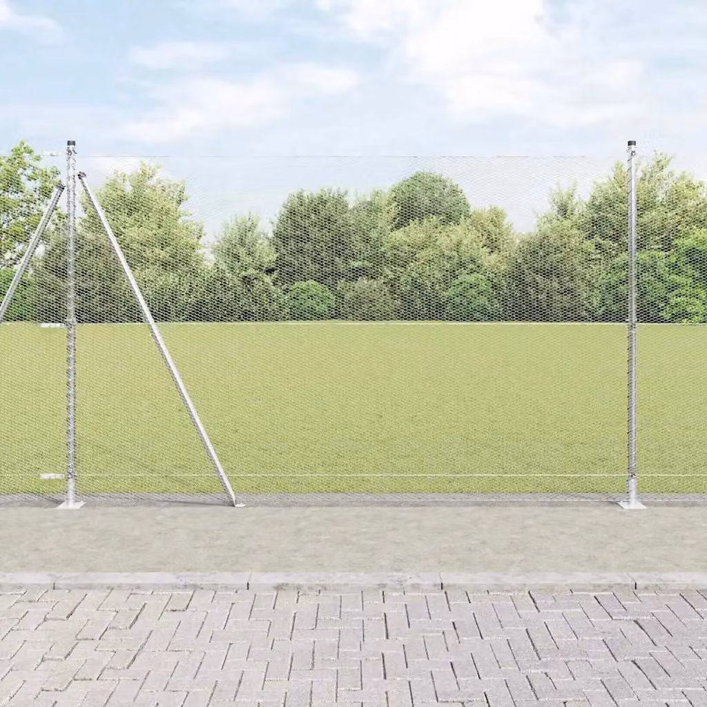 Recinzione esagonale vidaXL in acciaio zincato con base in cemento, Argento, 25 x 1,6 m