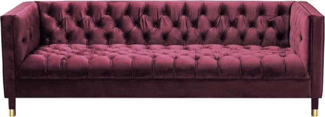 Burgund Dreisitzer Stoff Wohnzimmer Design Couchen Polster Sofa Chesterfield