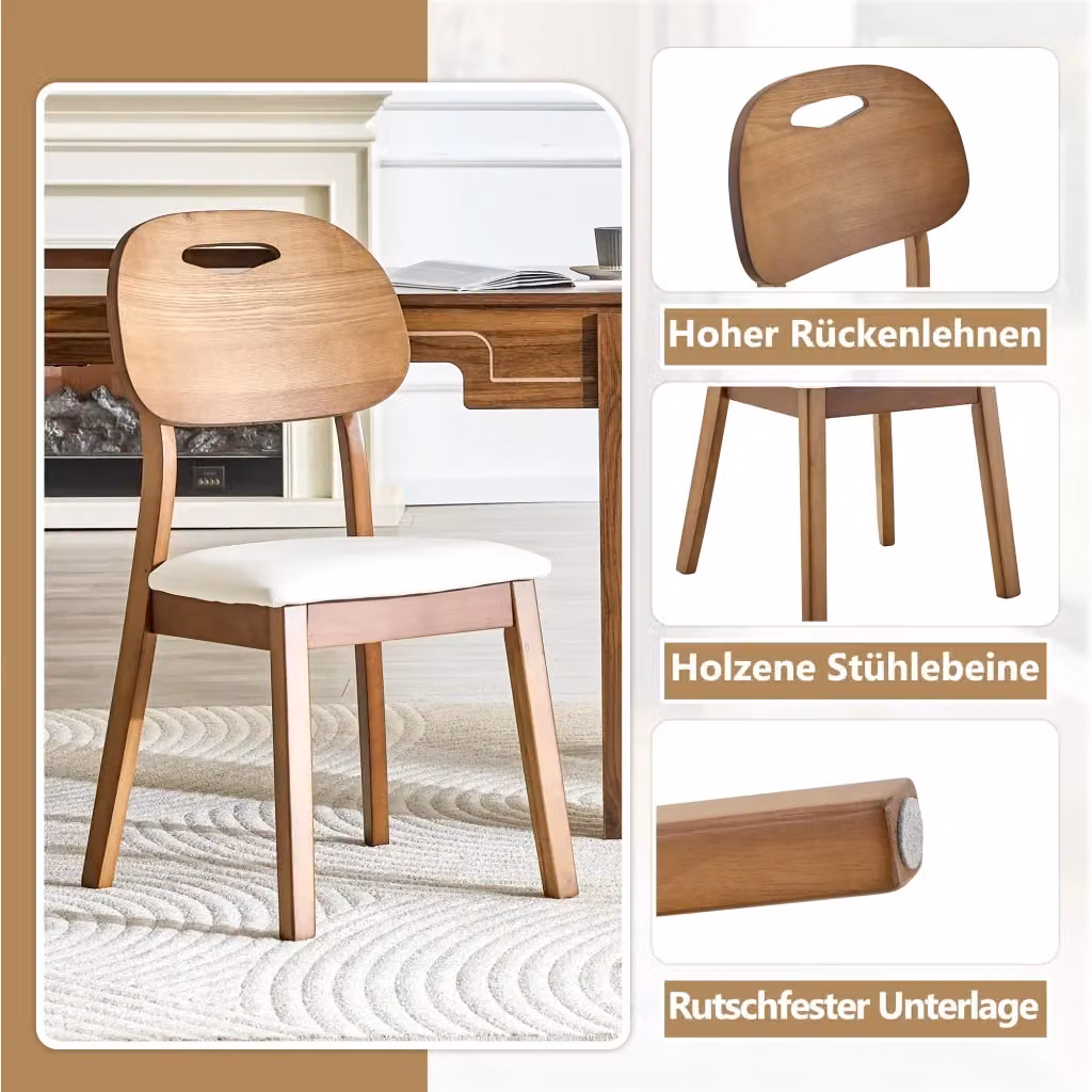 Set da 2 sedie da pranzo OKWISH con schienale ovale ergonomico e seduta imbottita in bianco moderno – 2