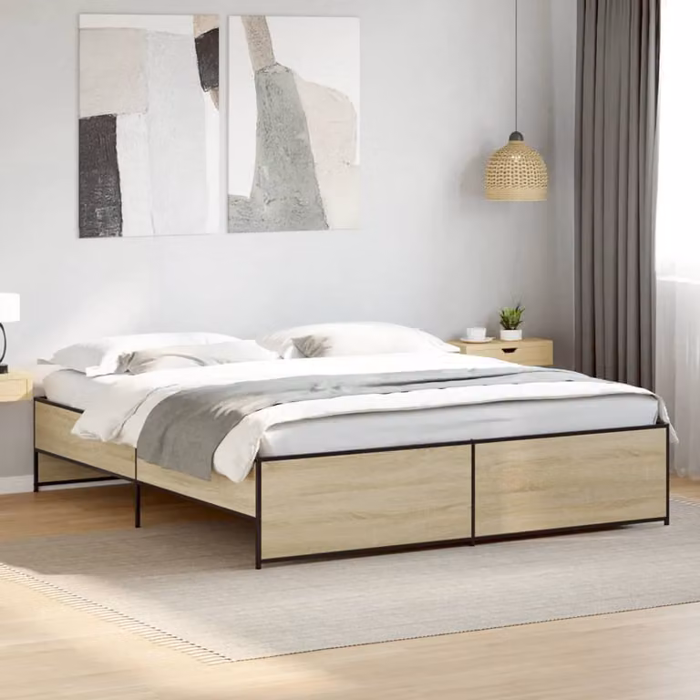 Giroletto vidaXL in Rovere Sonoma con Struttura in Legno e Metallo L: 180 cm, P: 200 cm, H: 203 cm
