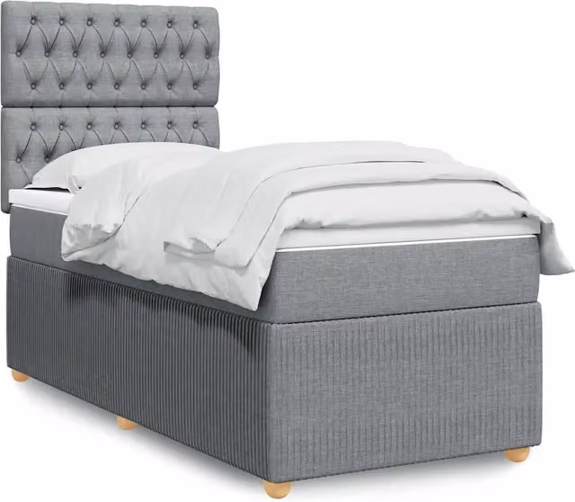 Giroletto a Molle con Materasso Grigio Chiaro 90x190 cm Tessuto 3291918