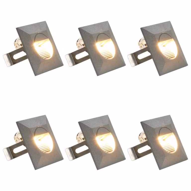 The Living Store Luci da parete per esterni 6 pz. LED 5 W Argento Quadrato