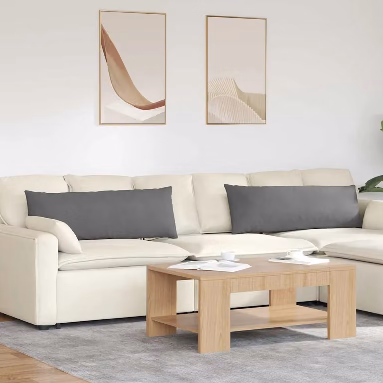 Set di 2 cuscini da divano vidaXL in tessuto grigio con rivestimento rimovibile, L 120 cm x P 40 cm