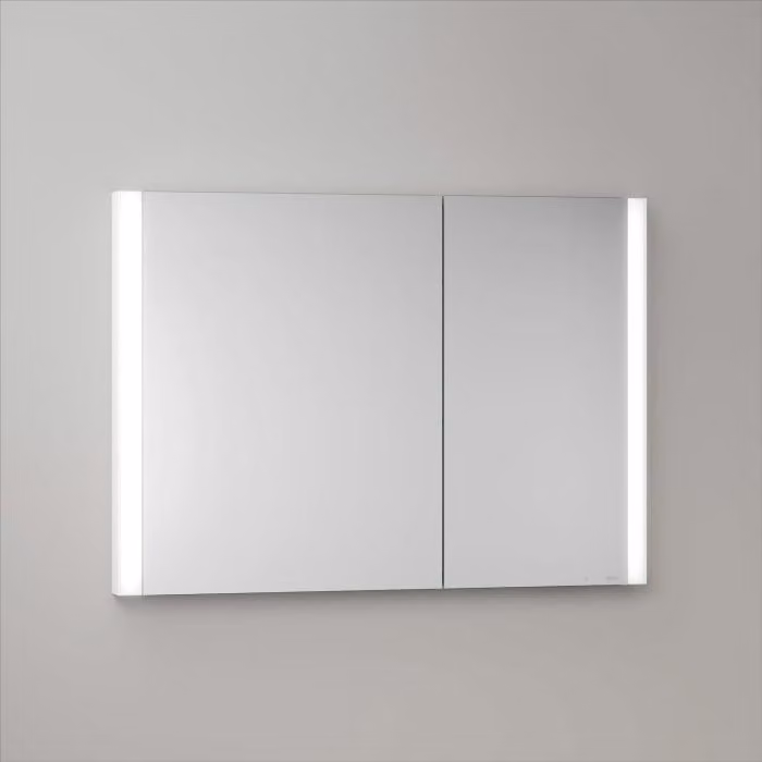 Mobiletti specchio a incasso Keuco Royal Metis LED, dimensioni 100 x 71 cm, con 2 ante asimmetriche, modello francese