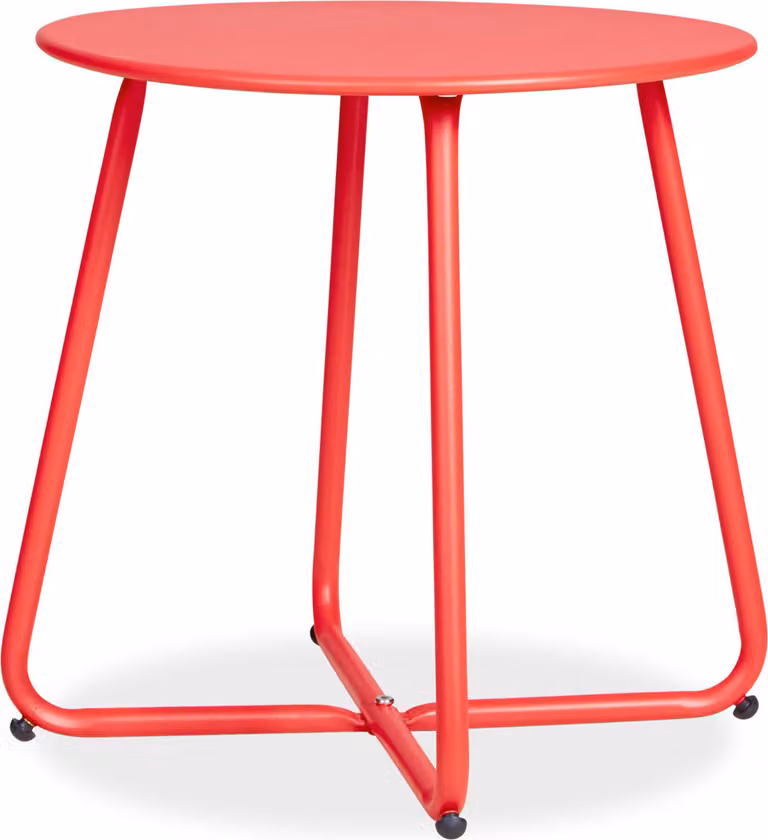 Homestyle4u 2485, tavolino da giardino, tavolo rosso in metallo, ripiano, per interni ed esterni