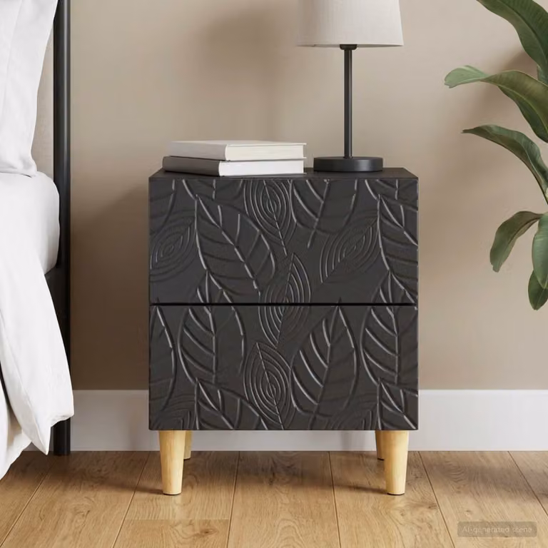Comodino moderno vidaXL in legno ingegnerizzato nero L: 43 cm, P: 34,5 cm, H: 48 cm