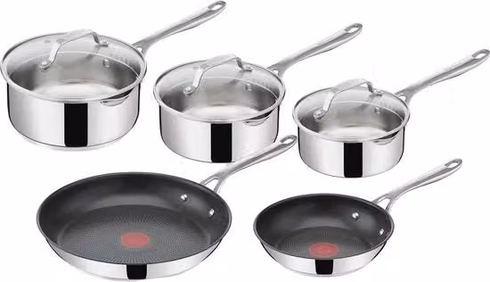 Set di padelle 5 pezzi con padelle a cotto e padelle a steel - Smalto duraturo, adatto per induzione e altri fonti di calore