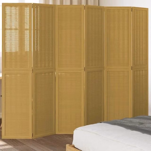 Divisorio Ambienti | Divider per stanze | Paravento 6 Pannelli Marrone Legno Massello Paulownia
