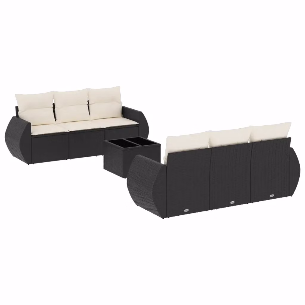 Set Divani da Giardino L Shape vidaXL con Cuscini e Tavolino Nero in Polyrattan e Metallo – 2