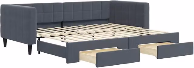 Divano letto | Sof¨¤ letto | Letto singolo Estraibile Cassetti Grigio Scuro 90x200cm Velluto