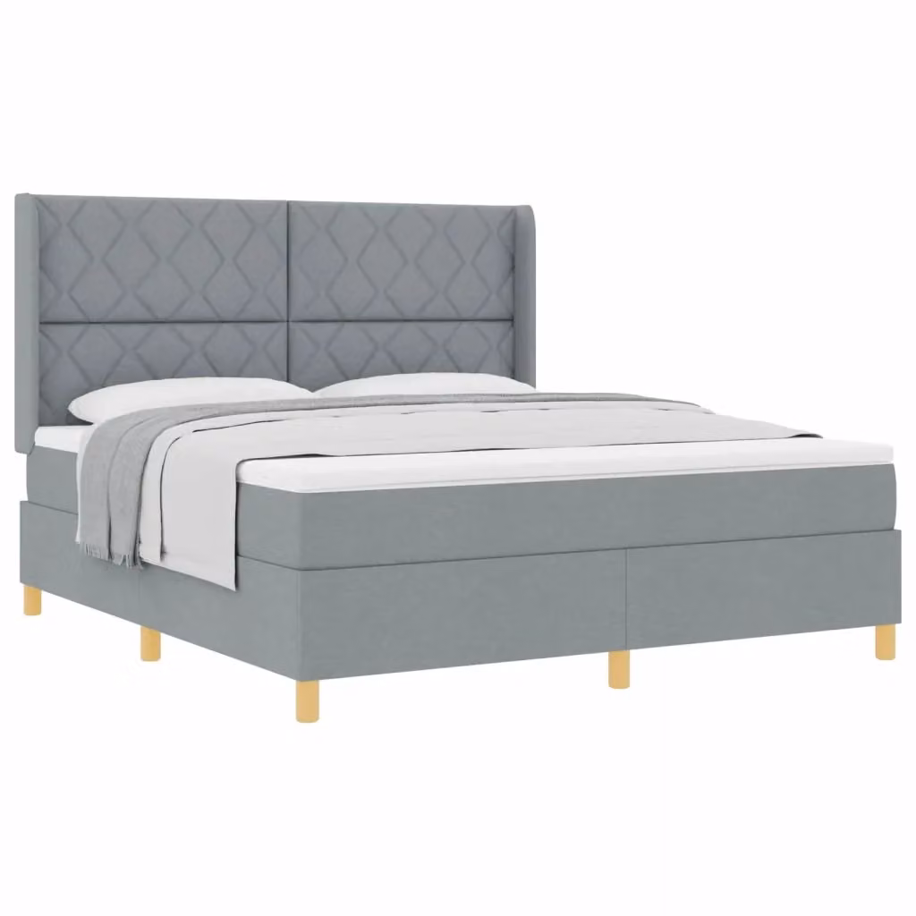 Letto a molle con testiera vidaXL in tessuto grigio con dettagli oro L/P/H: 180 x 200 x 128 cm – 2