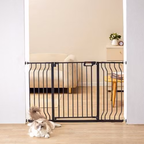 Cancelletto di Sicurezza per Bambini VEVOR Nero, Espandibile per Scale, Porte e Corridoi, Senza Forare, L: 75-129 cm, H: 76 cm