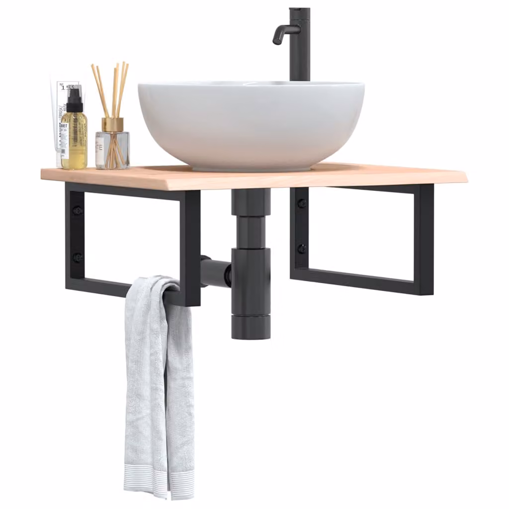 vidaXL Ripiano a Parete per Lavabo in Rovere e Metallo Nero e Marrone