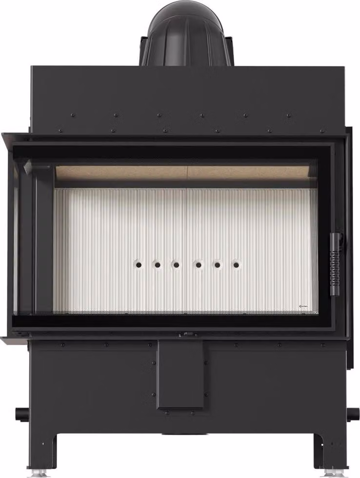 KRATKI LUCY 14 kW inserto per stufa a legna ad angolo sinistro Ø200 set di installazione