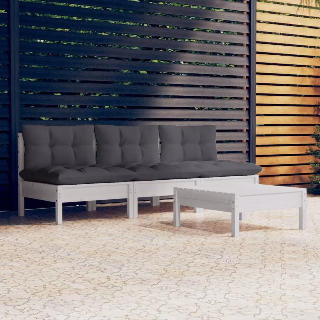 Maison Exclusive - Set Divani da Giardino 4 pz con Cuscini Antracite Legno di Pino