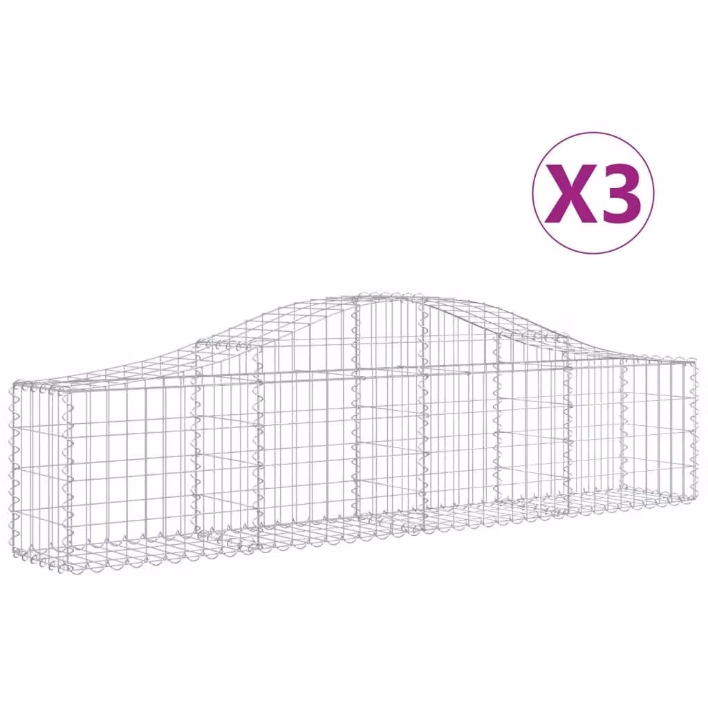 Cesti Gabbioni ad Arco 3 pz 200x30x40/60 cm Ferro Zincato