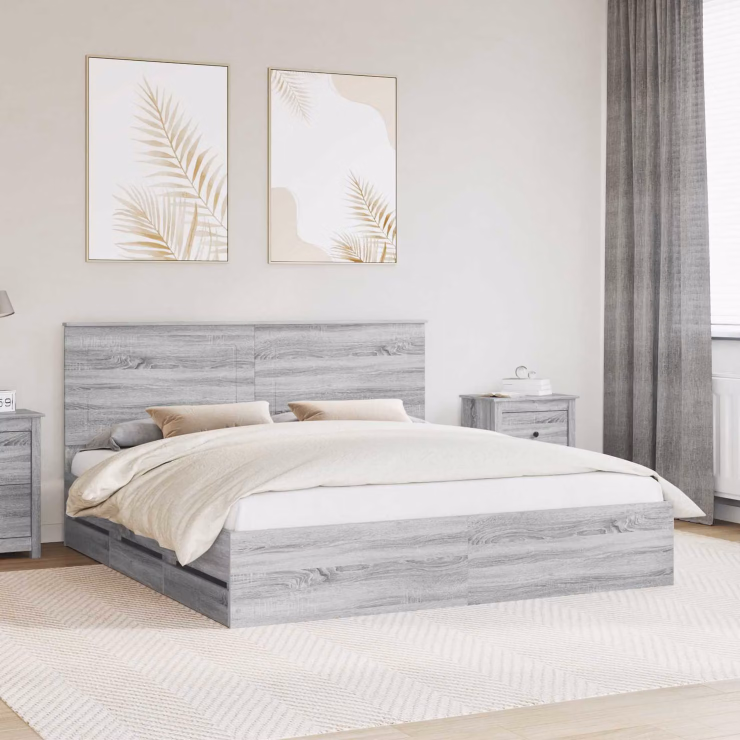 Struttura del letto con cassetto vidaXL in legno ingegnerizzato Grigio Sonoma 180 x 200 cm – 1