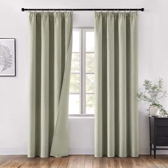 Set di tende oscuranti con striscia di piegatura - Insacco di 2 tende oscuranti 260 x 140 cm verde salice