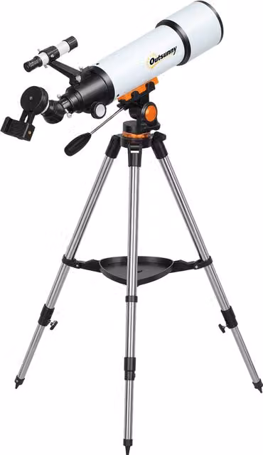 Telescopio Astronomico Outsunny 80mm con Montatura EQ, 2 Lenti Oculari e Adattatore Smartphone, Bianco e Nero, H x L x P: 130 x 92 x 92 cm – 1