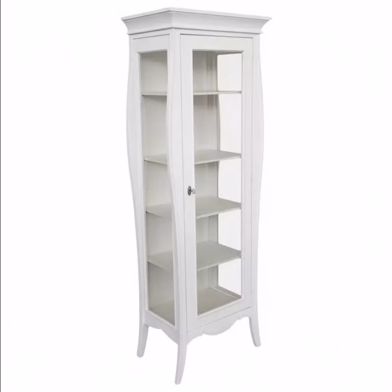 Vetrina sagomata con porta in vetro Mobili 2G in legno bianco L: 71 cm, P: 48 cm, H: 204 cm