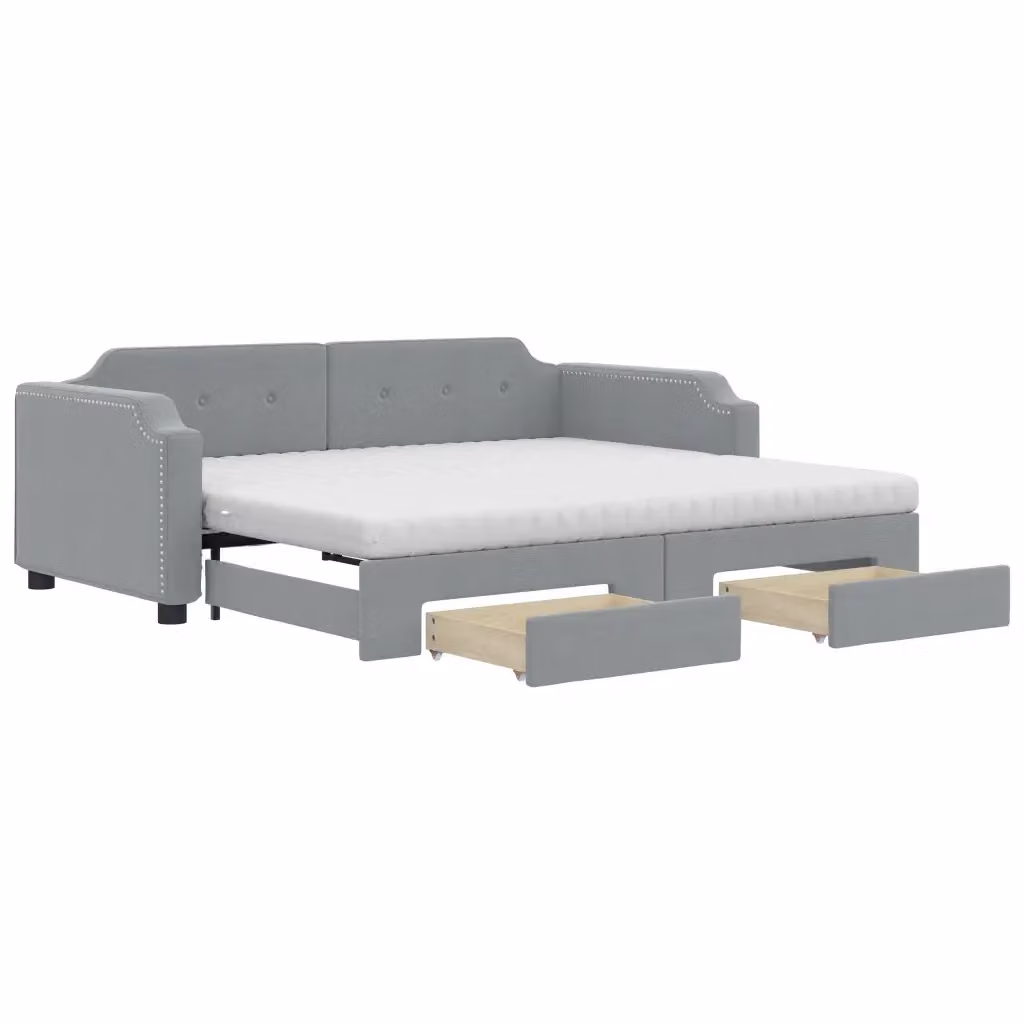 Divano Letto Estraibile con Cassetti vidaXL in Tessuto Grigio per Soggiorno e Camera da Letto L/P/H: 223 x 110 x 66,5 cm con superficie di seduta 100 x 200 cm – 2