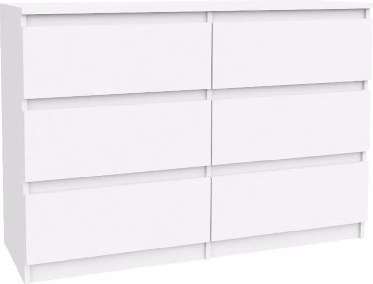 VBChome Comò con 6 cassetti Bianco 120 x 39 x 81 cm Comò senza maniglie in legno Armadio multiuso Armadio multiuso per corridoio Camera da letto Soggiorno Camera dei bambini Facile da montare