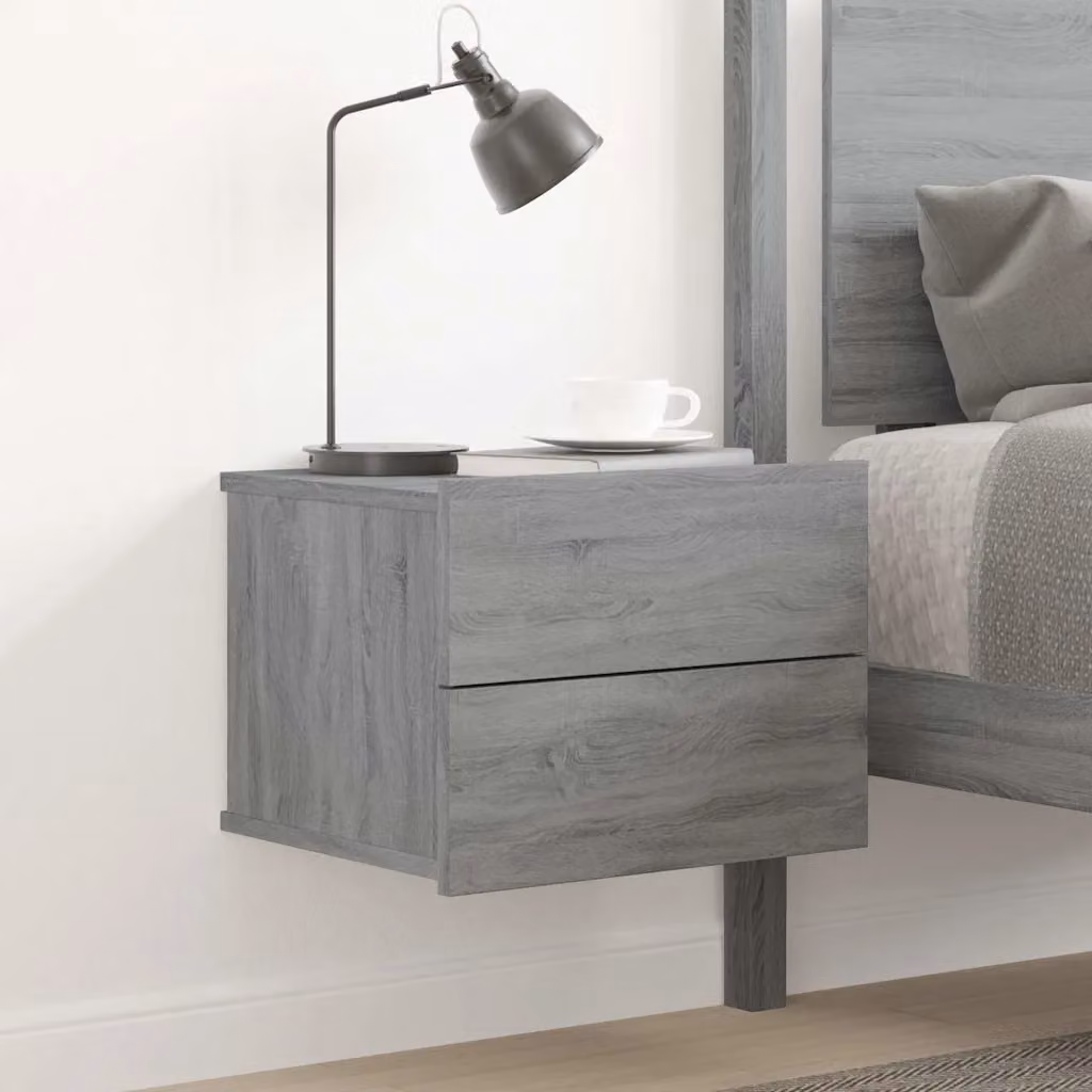 Comodino da parete vidaXL in legno MDF Grigio opaco L: 40 cm, P: 30 cm, H: 30 cm