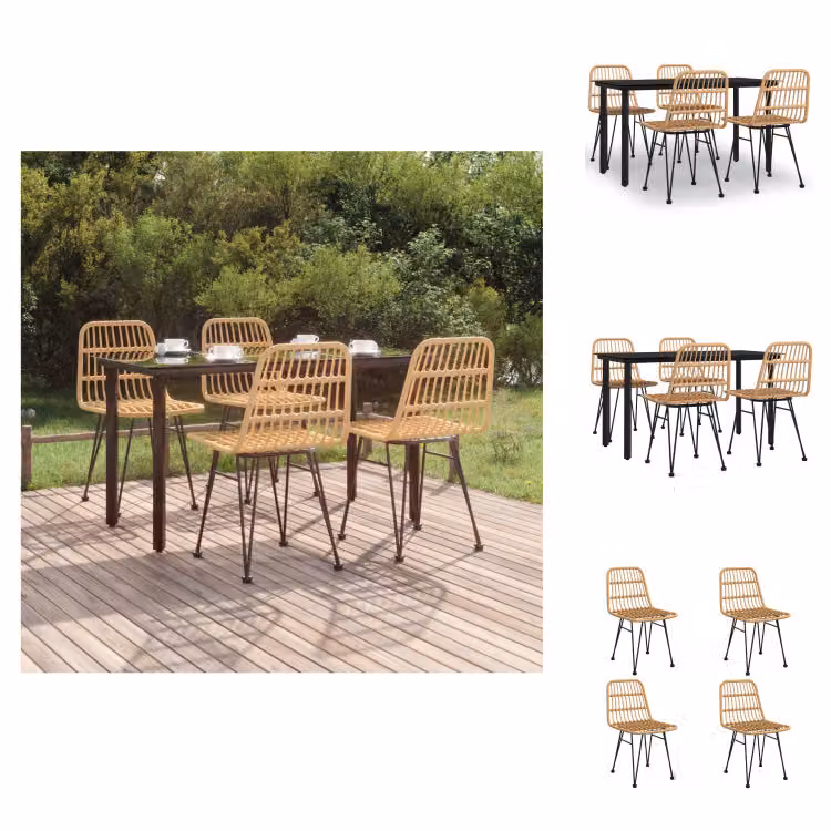 vidaXL Set da pranzo da giardino 5 pezzi in rattan - Set di mobili da giardino
