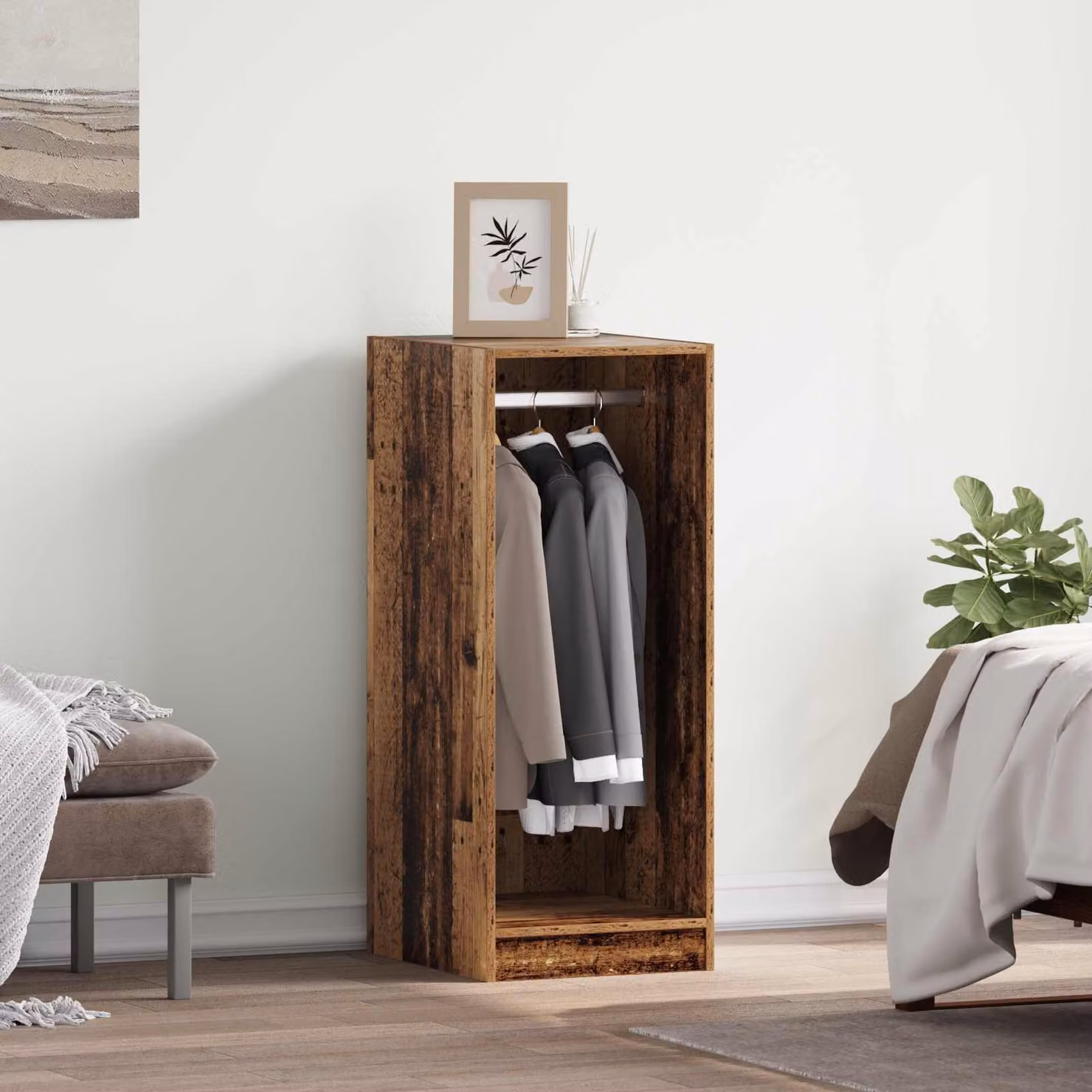 vidaXL Guardaroba moderno in legno marrone con ripiani interni e appendiabiti L/P/H: 41 x 48 x 102 cm