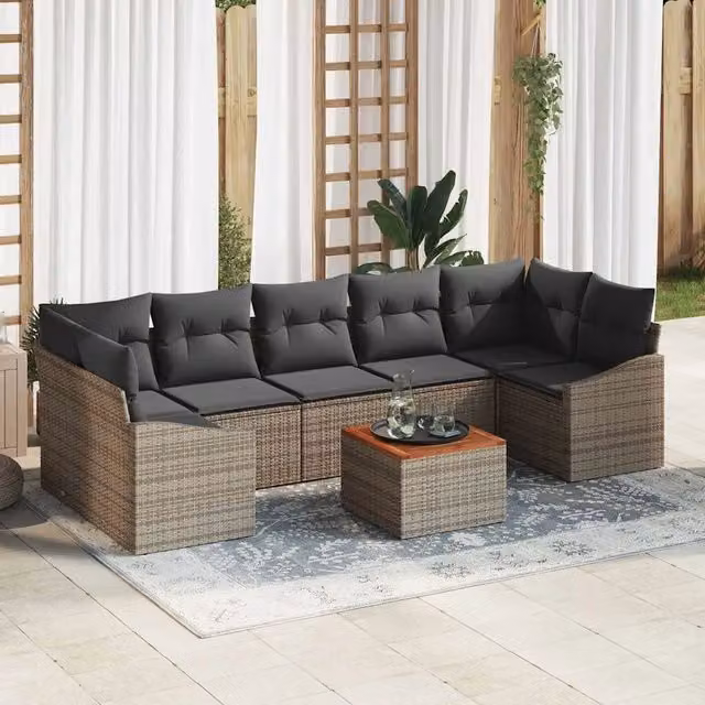 Set Divano da Giardino 8 pz Grigio polyrattan 3356466