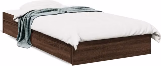 Letto singolo per adulti con cassetti in legno multistrato color rovere marrone L: 78 cm, P: 193 cm – 1
