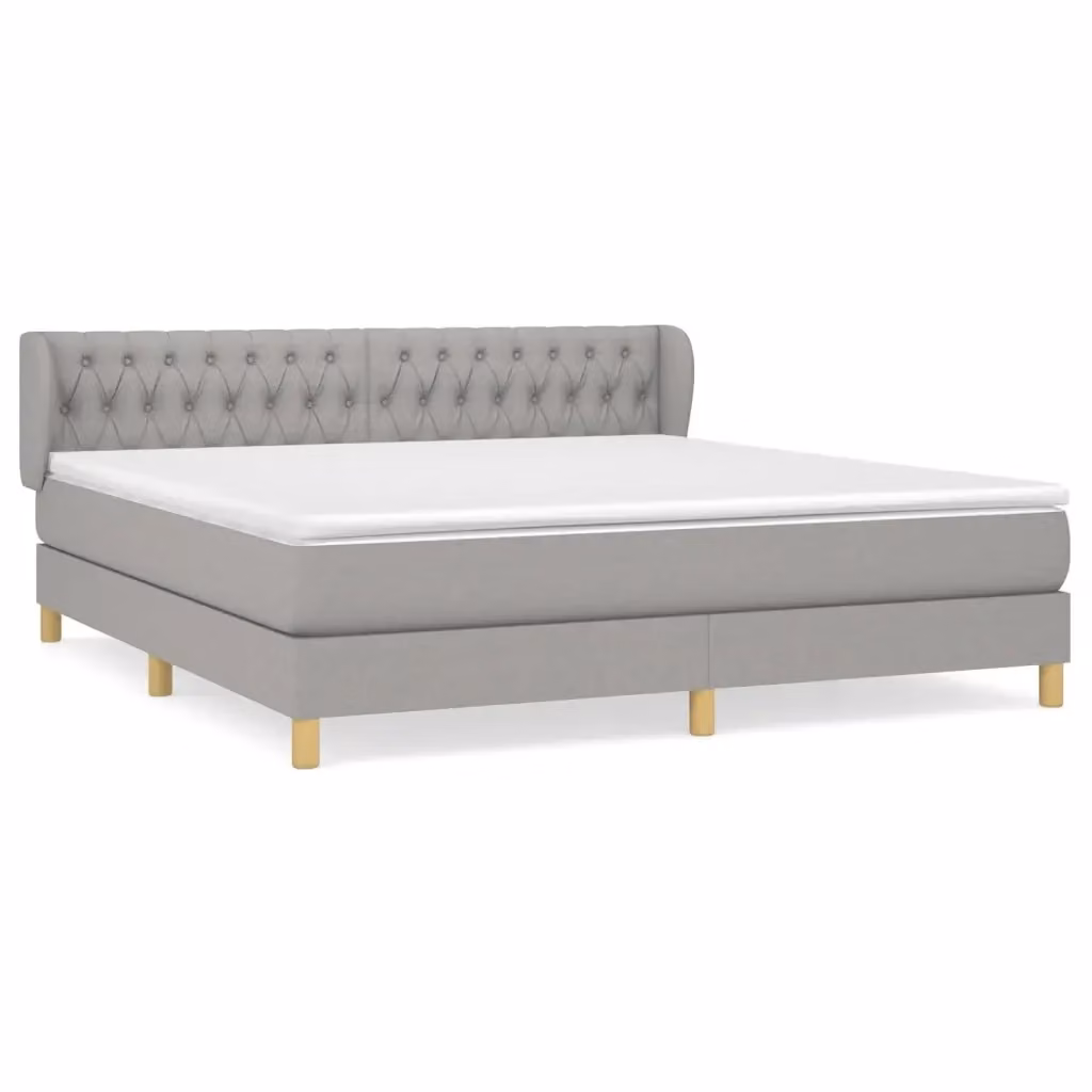 Letto Ibrido vidaXL con Giroletto a Molle e Materasso in Tessuto Grigio e Bianco L/P: 180 x 200 cm – 2
