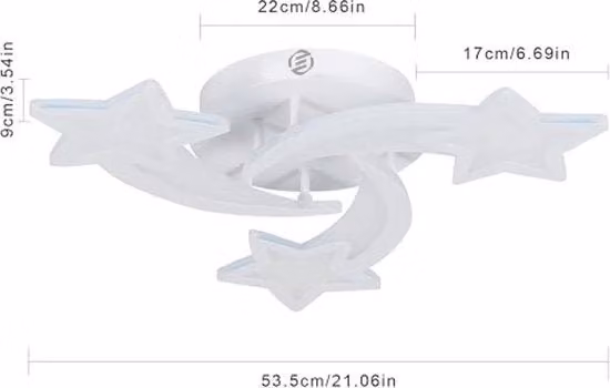 Lampada a soffitto LED moderna a forma di stella con telecomando e regolazione intensità luce, colore bianco