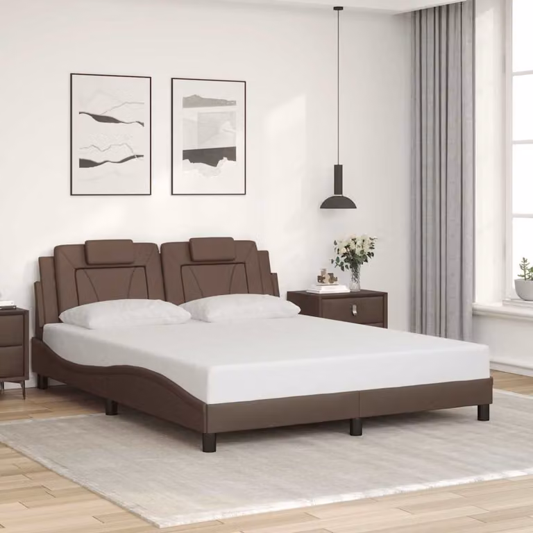 Giroletto Viana vidaXL in similpelle marrone senza materasso L/P: 160 x 200 cm