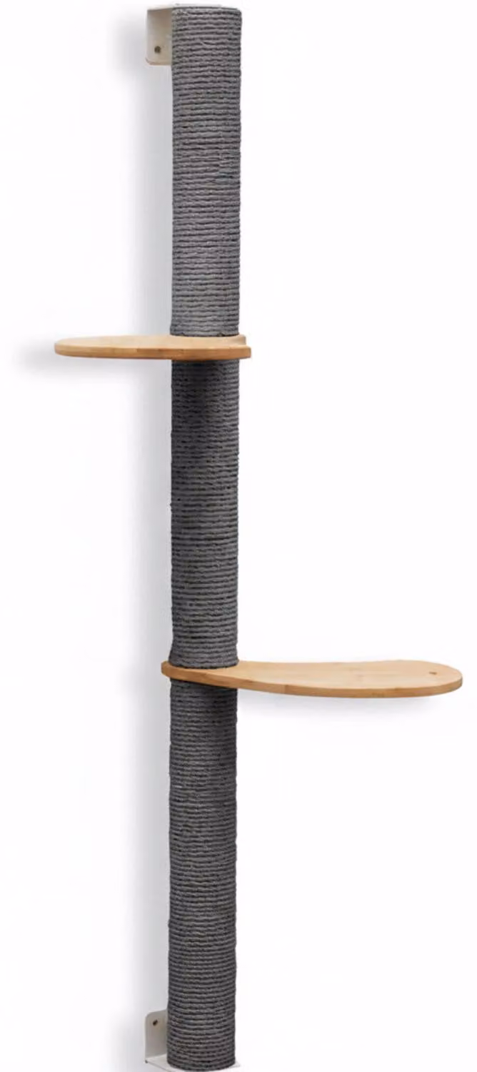 tiragraffi da parete da 132 cm con 2 piattaforme per gatti - tiragraffi in sisal per montaggio a parete