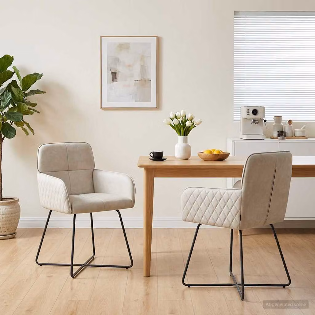 Set di 2 sedie da pranzo vidaXL in velluto beige, design moderno L: 59 cm, P: 56,5 cm, H: 86 cm