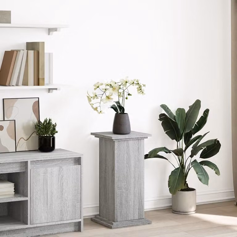 Espositore con portaoggetti vidaXL in legno e MDF, Grigio, L 31 cm x P 30 cm x H 60 cm