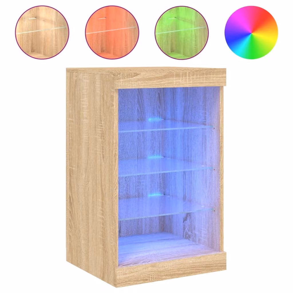 Credenza con Luci LED Rovere Sonoma 41x37x67 cm