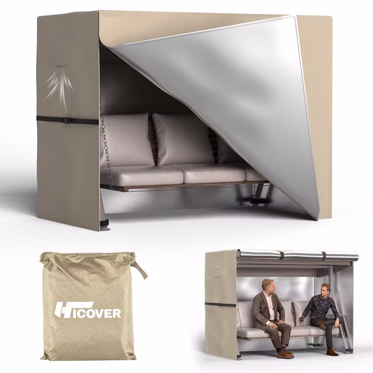 Copertura per amaca hollywoodiana, 3 posti, impermeabile, resistente alle intemperie, colore kaki, dimensioni 215x125x170 cm