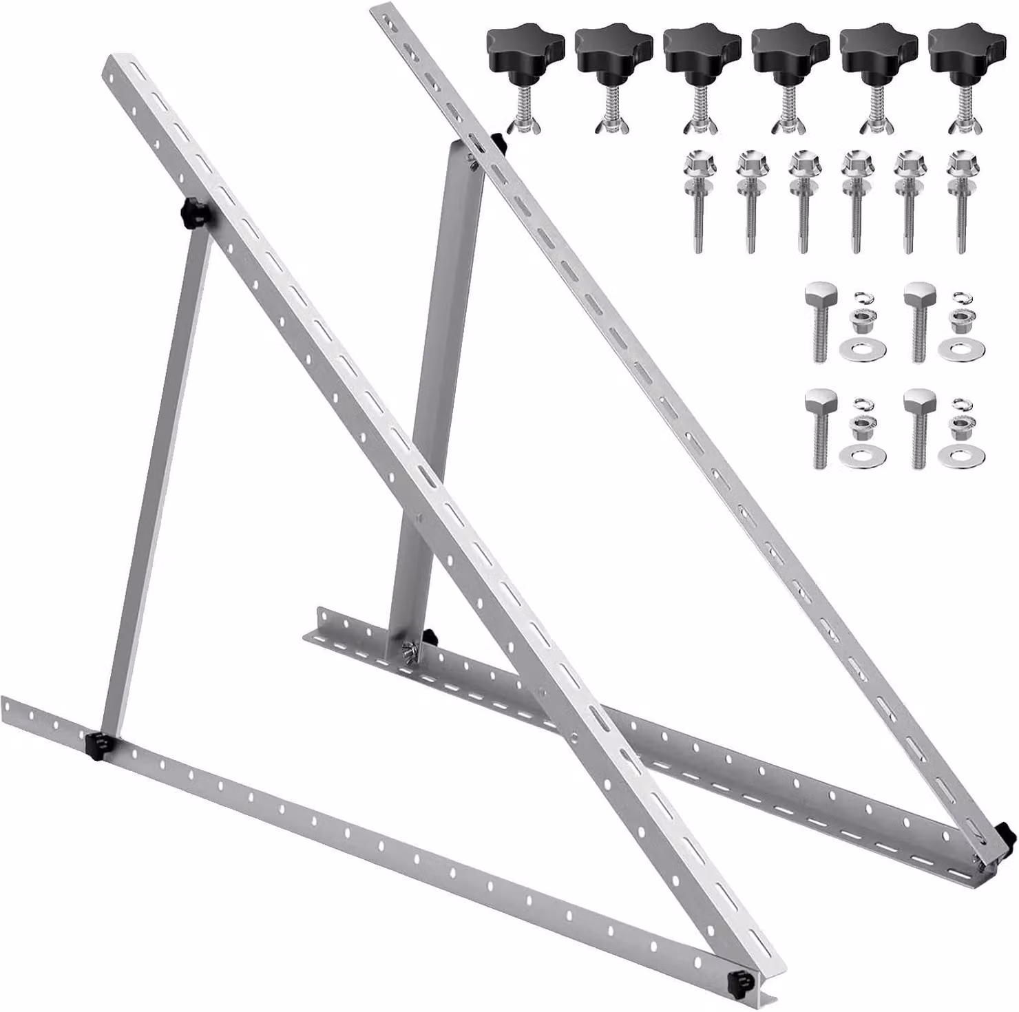 Supporto per pannelli solari, inclinazione regolabile, struttura in alluminio resistente, set "47 in 1"