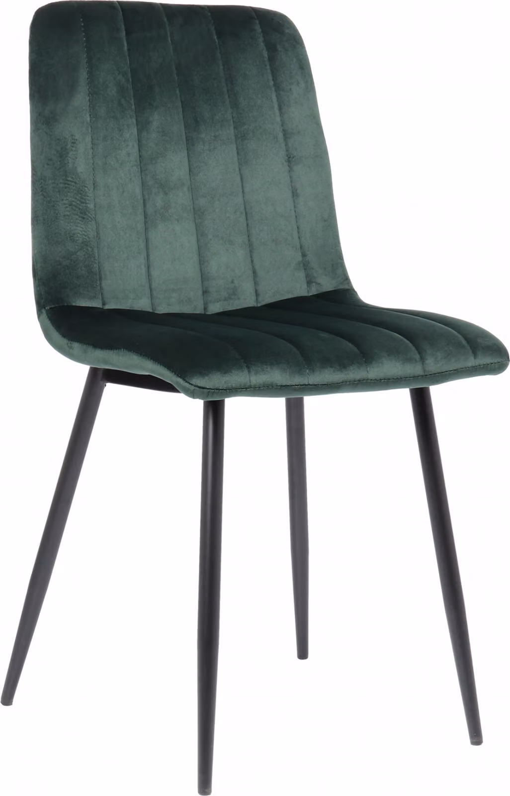 Sedia da pranzo imbottita Dijon, con cuciture decorative e protezioni per il pavimento, colore verde. Materiale: velluto