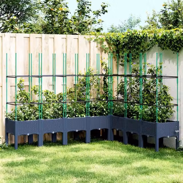 Fioriera da giardino con traliccio vidaxl in plastica grigio blu L: 200 cm, P: 160 cm, H: 142,5 cm – 1