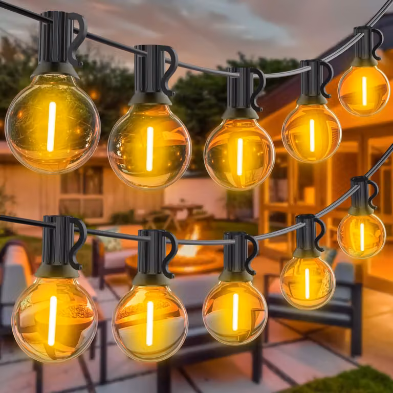 Catena luminosa a LED, 30 metri, 50+2 lampadine, luce bianco caldo, 24V, grado di protezione IP45