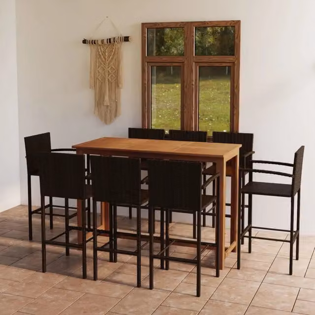 Set Bar da Giardino 9 pz Marrone 3068019