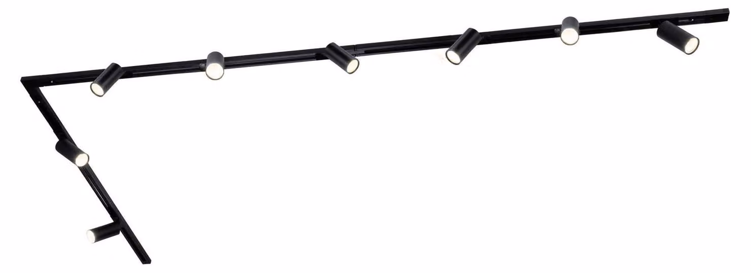 Lampade per sistema a binari Ledvion, 3 metri, monofase, colore nero, 8 luci, senza lampada GU10