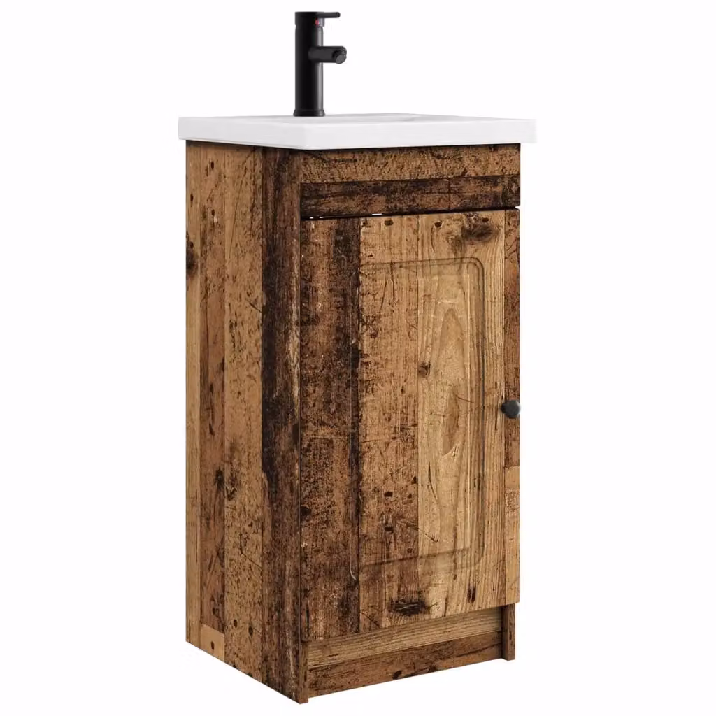 Mobile da bagno con lavabo vidaXL in legno marrone con ante a battente e ripiani interni L/P/H: 42 x 40 x 84,5 cm – 2