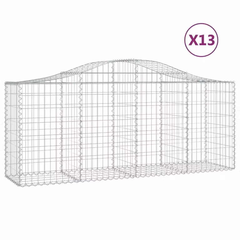 Cesti Gabbioni ad Arco 13 pz 200x50x80/100 cm Ferro Zincato