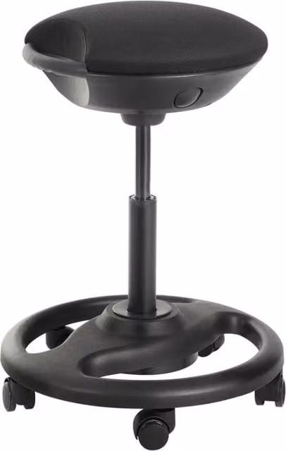 Sgabello da lavoro dinamico sedia da ufficio ergonomica girevole con rotelle seduta extra larga inclinazione di 10° altezza regolabile imbottitura spessa nero 12_0001457