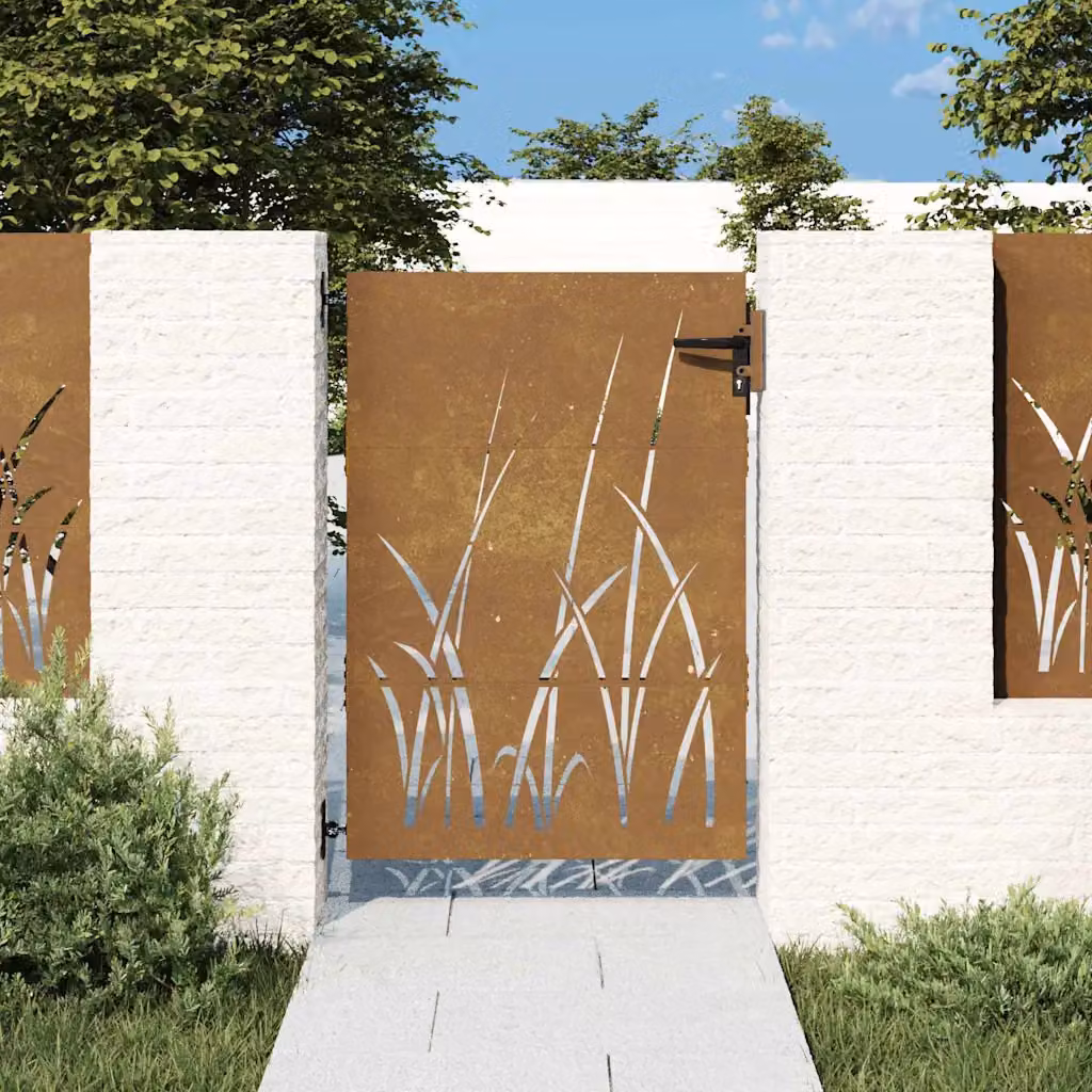 Cancello singolo da giardino vidaXL in acciaio Corten marrone L: 85 cm, H: 125 cm