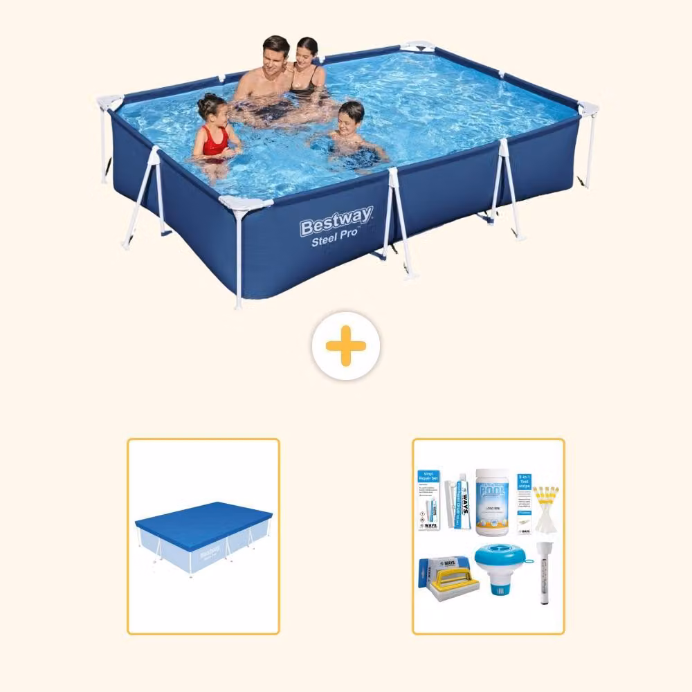 Bestway Steel Pro, piscina rettangolare - 300x201x66 cm - 3 pezzi - Modello S22713
